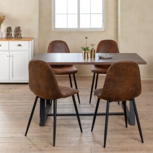 Set mit 4 Esszimmerstühlen im Vintage-Stil 40x86x52cm Stoff Braun Urban Meuble Möbel Esszimmermöbel Stühle