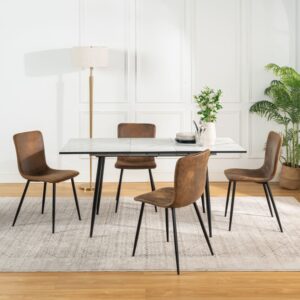 Ausziehbarer Tisch mit weißem Marmoreffekt (120–160 cm) und 4 Stühlen 160x75x80cm Spanplatte Weiß Urban Meuble Möbel Esszimmermöbel Esstische