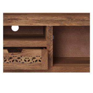 TV-Möbel mit Ausschnitten aus Mangoholz 150 cm 150x55x40cm Holz Braun Maison Pavane Möbel Wohnzimmermöbel TV-Möbel