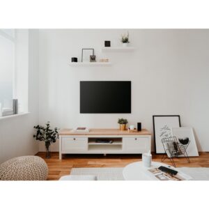 wohnli-moebel-suche-M22142131-1 TV-Möbel mit 2 Schubladen L160 cm - Dekor Weiß 160x45x40cm Spanplatte Weiß Calicosy Möbel Wohnzimmermöbel TV-Möbel