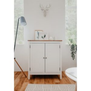 Aufbewahrungskommode mit 2 Türen L80 cm - weißes Dekor 80x90x40cm Spanplatte Weiß Calicosy Möbel Schlafzimmermöbel Kommoden