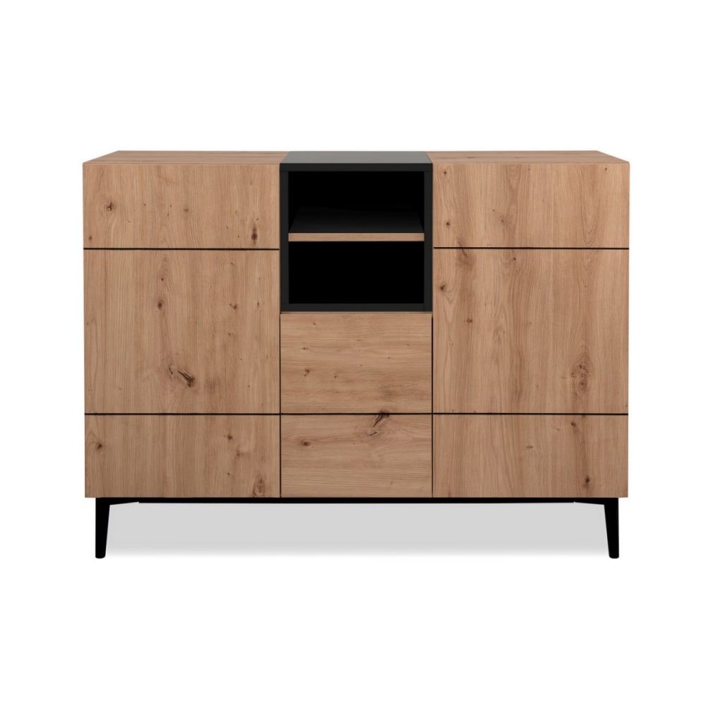 wohnli-moebel-suche-M22142153 Wohnli Möbelsuche - Anrichte mit 3 Türen und 2 Fächern L120 cm - Holzdekor hell