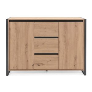 wohnli-moebel-suche-M22142157 Wohnli Möbelsuche - Sideboard 2 Türen 3 Schubladen L120 cm - Eichendekor und Grau
