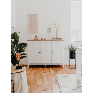 wohnli-moebel-suche-M22142167-1 Sideboard mit 3 Türen und 1 Schublade L120 cm - Dekor in weiß 120x90x40cm Spanplatte Weiß Calicosy Möbel Esszimmermöbel Sideboards, Highboards & niedrige Anrichten