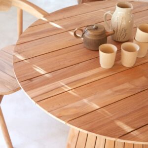 Runder Tisch aus Teak massiv 6 Pers. 120x76x120cm Holz Braun Tikamoon Möbel Esszimmermöbel Esstische