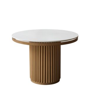 Wohnli Möbelsuche - Runder Tisch aus Metall und Terrazzo 4/6 Personen