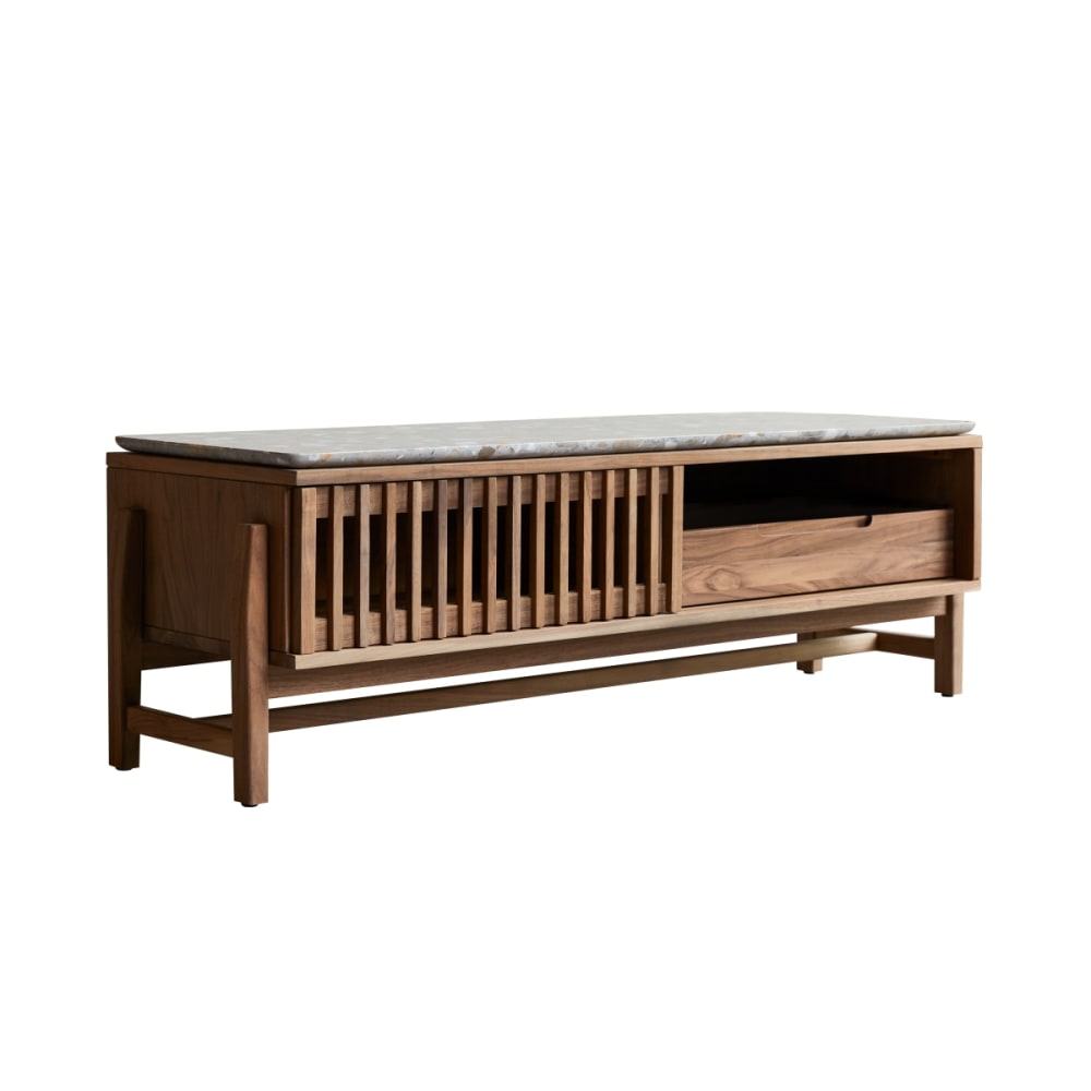 wohnli-moebel-suche-M22143683 Wohnli Möbelsuche - TV-Schrank aus Nussbaum massiv und Premium-Terrazzo 140 cm