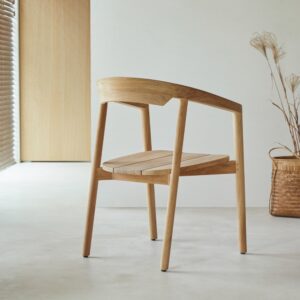 Stuhl aus Teak massiv 63x83x57cm Holz Beige Tikamoon Möbel Esszimmermöbel Stühle