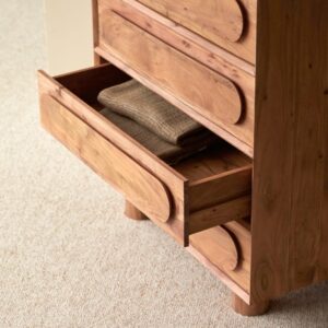 Hohe Kommode aus Akazie massiv 82x114x50cm Holz Braun Tikamoon Möbel Schlafzimmermöbel Aufbewahrungsmöbel