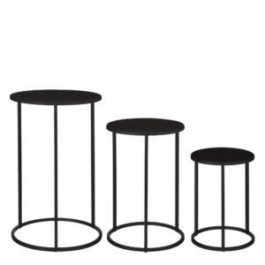 Wohnli Möbelsuche - Beistelltisch-Set Quinty Schwarz Eisen H50xB32xL32cm
