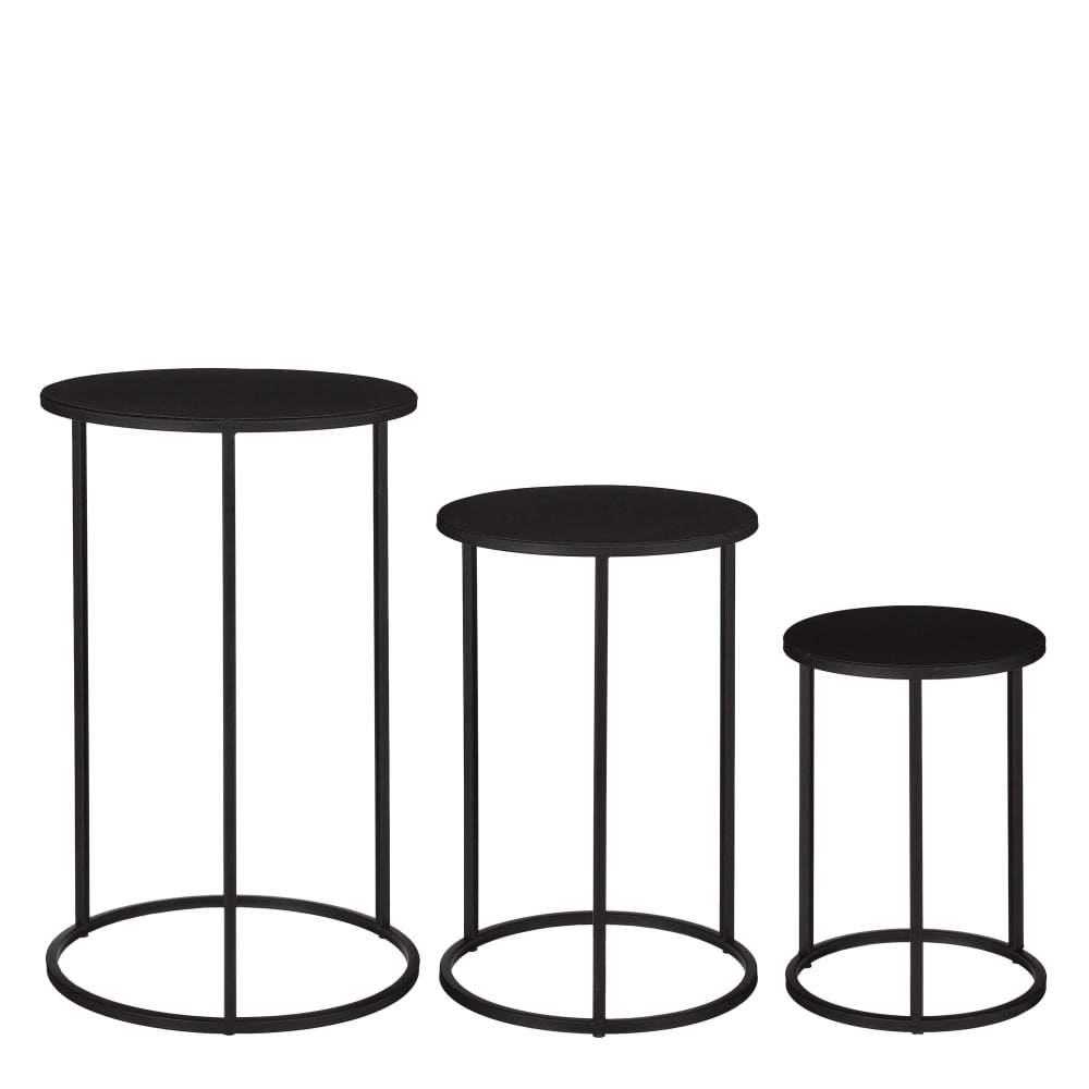 Wohnli Möbelsuche - Beistelltisch-Set Quinty Schwarz Eisen H50xB32xL32cm