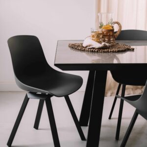 4er-Set skandinavische Stühle Grau 50x82x46cm Aluminium Grau Oviala Möbel Esszimmermöbel Stühle