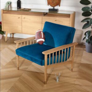 wohnli-moebel-suche-M22151230 Wohnli Möbelsuche - Sessel aus Eiche und Samt Turquoise