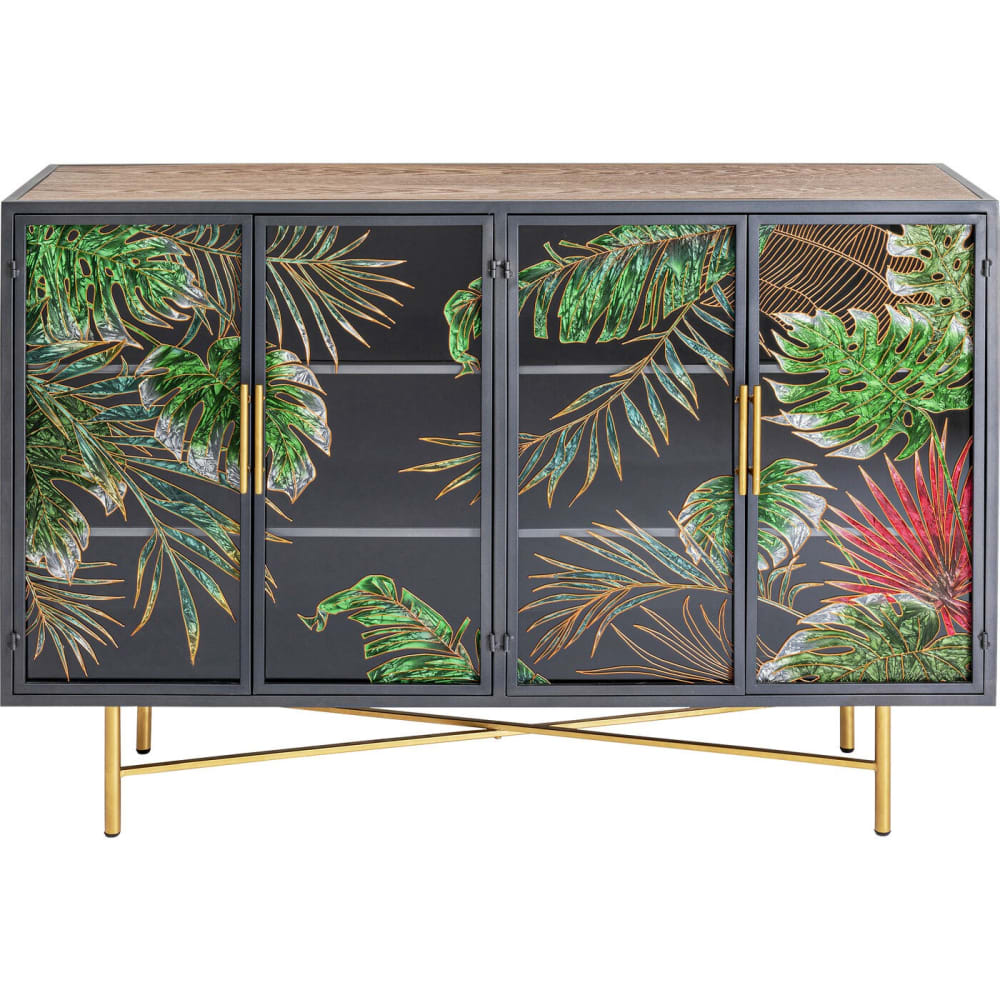 wohnli-moebel-suche-M22153232 Wohnli Möbelsuche - Sideboard mit 4 Türen mit Dschungel-Motiv aus Glas und Holz