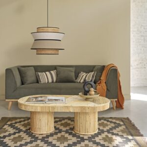 Couchtisch aus Rattanrohr 120 cm 120x40x120cm Rattan Beige BERAH GETAH Möbel Wohnzimmermöbel Couchtische