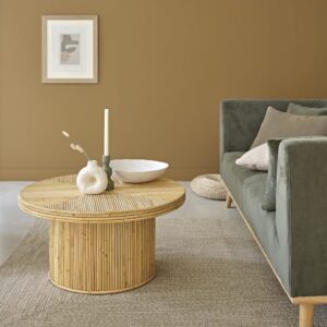 Couchtisch aus Rattanrohr Ø 80 cm 80x40x80cm Rattan Beige BERAH GETAH Möbel Wohnzimmermöbel Couchtische