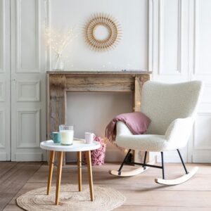 Schaukelsessel aus beigem Schlingenstoff 93x98x72cm Stoff Beige Happy Garden Sofas und Sessel Sessel, Poufs und Fußbänke Sessel