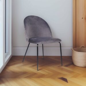 wohnli-moebel-suche-M22154454-1 4er-Set Samtstühle Grau 0x80x53cm Samt Grau Oviala Möbel Esszimmermöbel Stühle