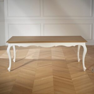 wohnli-moebel-suche-M22156434-1 Rechteckiger Eichentisch für 8/10 Personen Weiß 200x77x100cm Holz Weiß Robin des Bois Möbel Esszimmermöbel Esstische