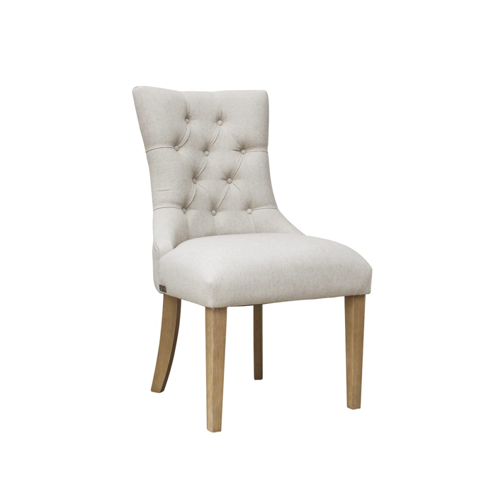 Wohnli Möbelsuche - Set aus 2 Stühlen aus Holz und Leinen Beige