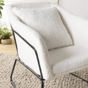 wohnli-moebel-suche-M22158007-1 Sessel aus Bouclé-Stoff mit Metallbeinen 74x80x79cm Stoff Weiß MACABANE Sofas und Sessel Sessel, Poufs und Fußbänke Sessel