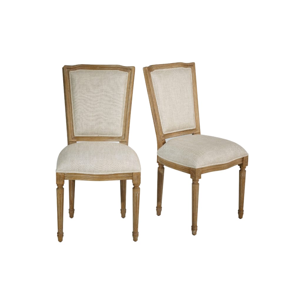 Wohnli Möbelsuche - Set aus 2 Stühlen aus Holz und Leinen Beige