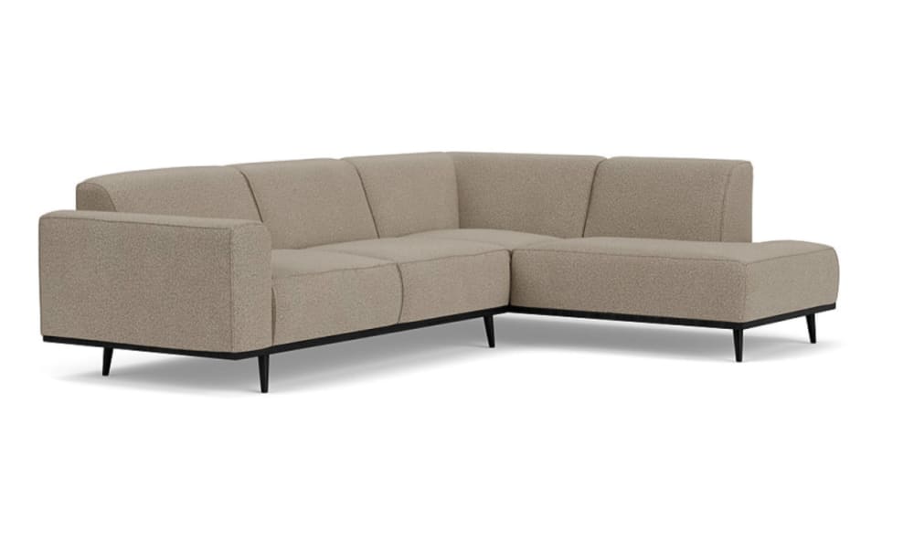 Gerade Eckcouch 4-Sitzer aus beigem Bouclé 274x77x210cm Stoff Beige WOOOD Sofas und Sessel Sofas Ecksofas