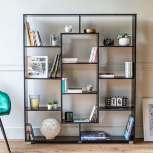 Bücherregal 11 Multiform-Regale schwarz 130x149x21cm Spanplatte Schwarz Happy Garden Möbel Wohnzimmermöbel Bücherregale