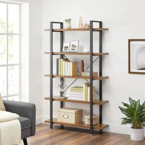 wohnli-moebel-suche-M22161894-1 Bücherregal mit 5 Regalebenen aus Metall und in Holzoptik - L105 cm 105x178x34cm Spanplatte Braun Calicosy Möbel Wohnzimmermöbel Bücherregale