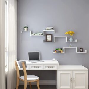 wohnli-moebel-suche-M22164859-1 Wandregale im 3er-Set mit Rand - Weiß 40x9x10cm Spanplatte Weiß Calicosy Möbel Wohnzimmermöbel Regale