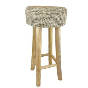 wohnli-moebel-suche-M22165420 Wohnli Möbelsuche - Hoher Hocker aus Naturraffia mit Teakholzbeinen 75 cm