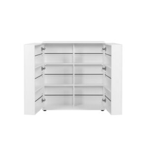 Schuhschrank mit 2 Türen - 24 Paar - Weiß 100x110x34cm Spanplatte Weiß Calicosy Möbel Flurmöbel Schuhschränke