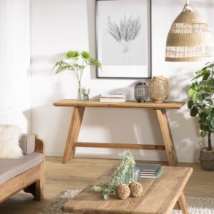 wohnli-moebel-suche-M22167032-1 Konsole aus recyceltem Kiefernholz 160x45cm 160x77x45cm Holz Braun MACABANE Möbel Wohnzimmermöbel Konsolentische