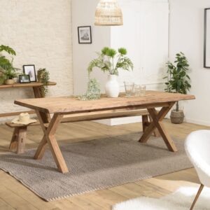 wohnli-moebel-suche-M22167237-1 Esstisch aus recyceltem Kiefernholz 220x100cm 220x77x100cm Holz Braun MACABANE Möbel Esszimmermöbel Esstische