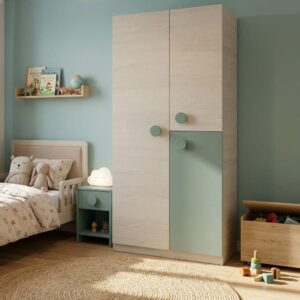 wohnli-moebel-suche-M22167630-1 3-türiger Kleiderschrank mit grauem Holzeffekt 90x200x52cm Holz Grau Dmora Möbel Schlafzimmermöbel Schränke