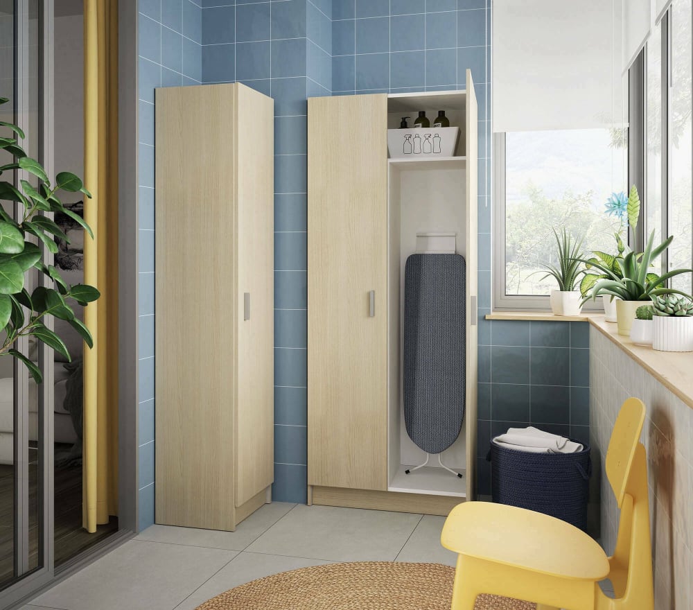 Mehrzweckschrank 2 Türen mit Eichenholzeffekt 73x37h180 cm 73x180x37cm Holz Braun Dmora Möbel