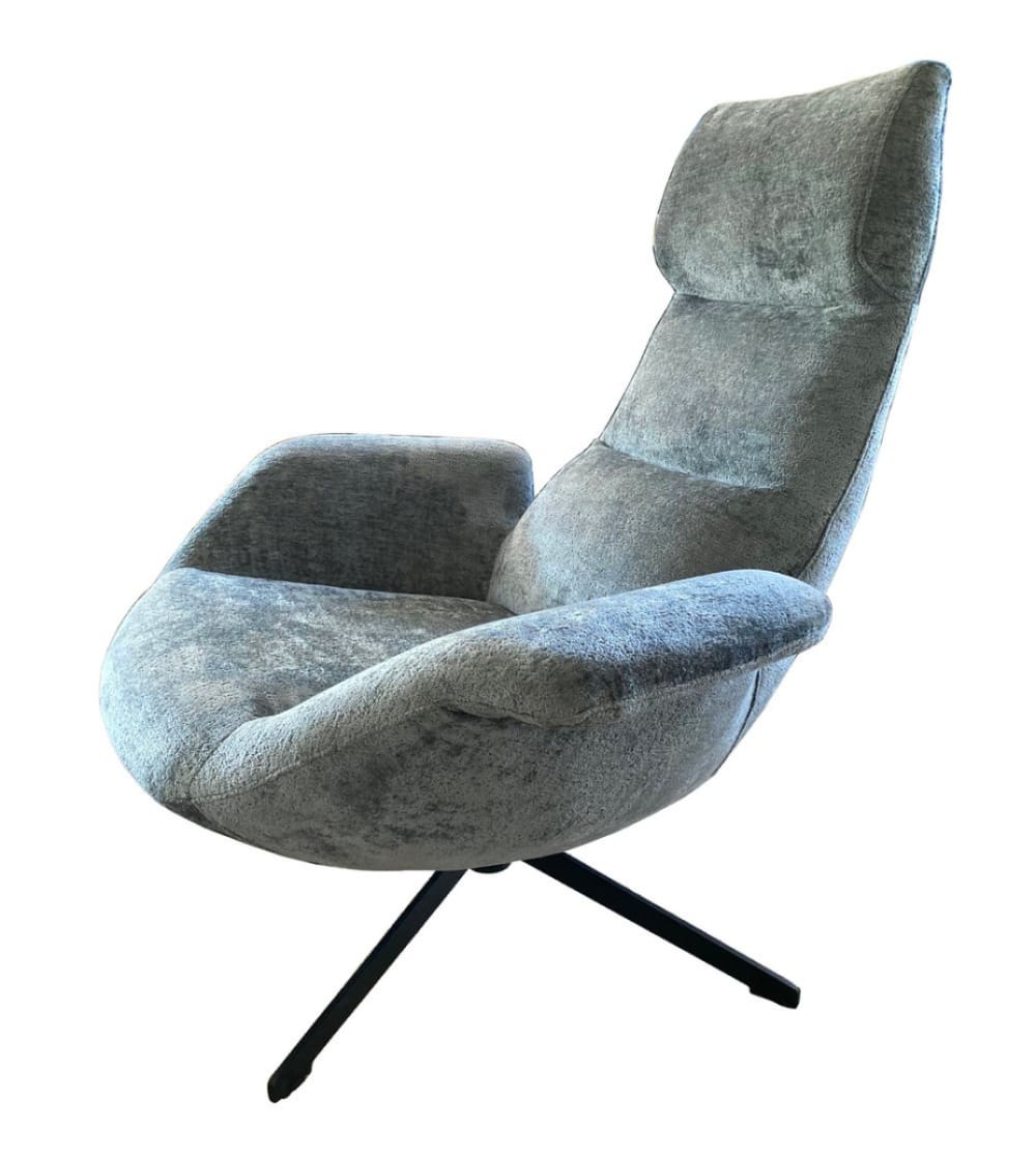 Wohnli Möbelsuche - Drehsessel aus grauem Samt
