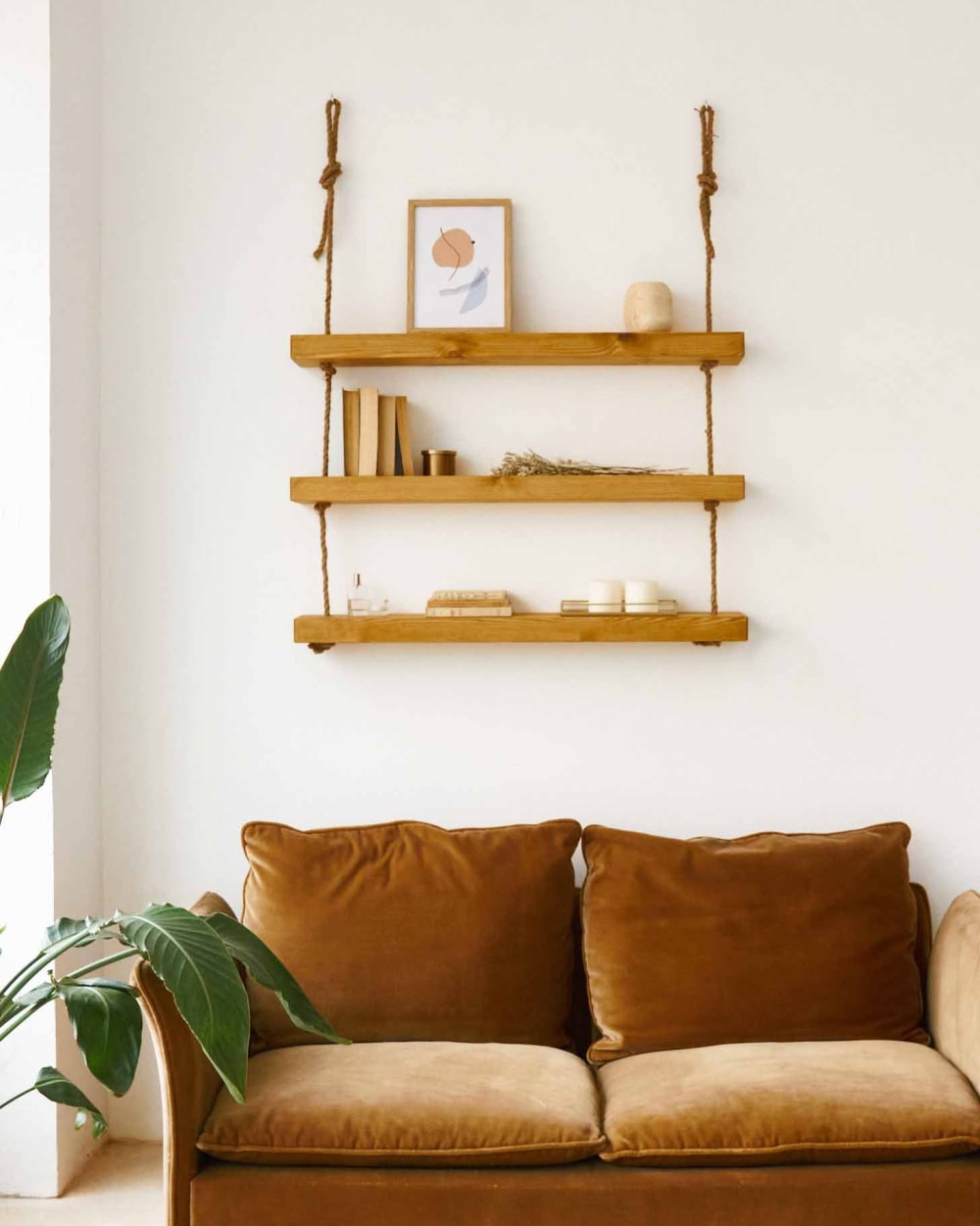 wohnli-moebel-suche-M22168590-1 Hängeregal aus Massivholz Wüste 3 Böden 70 cm 70x6x14cm Holz Braun Hannun Möbel Wohnzimmermöbel Regale