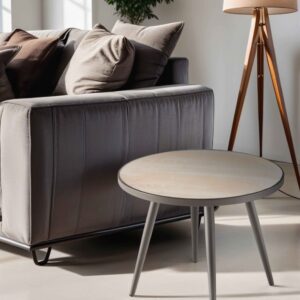 wohnli-moebel-suche-M22169854-1 Runder Couchtisch mit Holzimitatplatte 0x35x0cm Stahl Braun Oviala Möbel Wohnzimmermöbel Couchtische