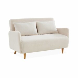wohnli-moebel-suche-M22174047 Wohnli Möbelsuche - 2-Sitzer Schlafsofa aus cremefarbenem Boucléstoff