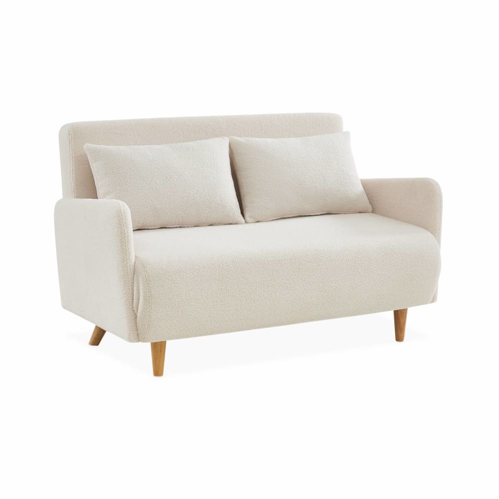 wohnli-moebel-suche-M22174047 Wohnli Möbelsuche - 2-Sitzer Schlafsofa aus cremefarbenem Boucléstoff