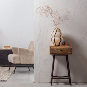 Nachttisch aus Mangoholz und Metall 30x70x40cm Metall Beige BePureHome Möbel Wohnzimmermöbel Beistelltische