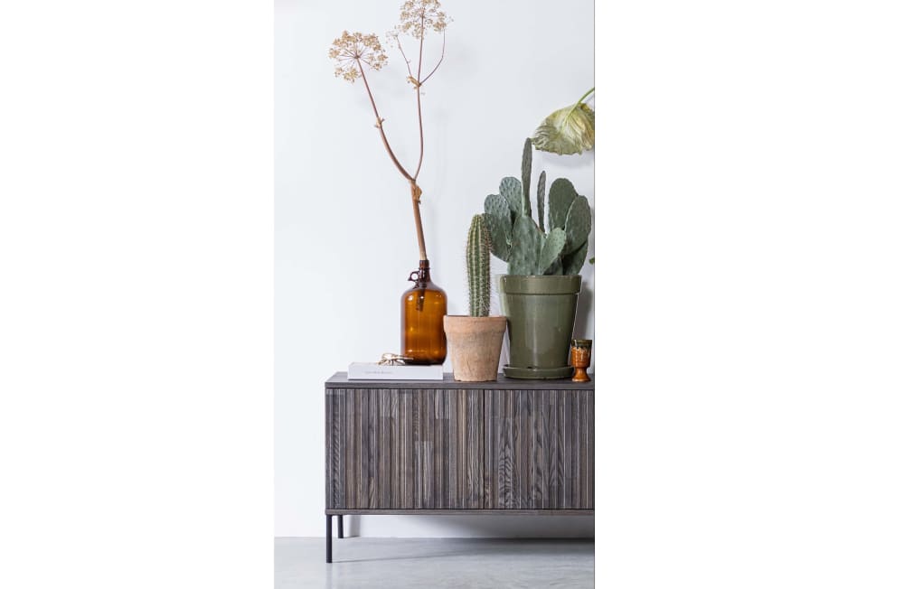 TV-Möbel aus Espressoeschenholz mit Metallrahmen 100x56x44cm Holz Braun WOOOD Möbel Wohnzimmermöbel TV-Möbel
