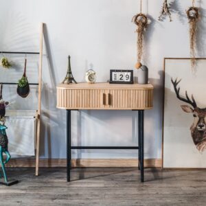 wohnli-moebel-suche-M22175850-1 Konsolentisch 2 Türen aus Massivholz und Metall 40x79x80cm Holz Braun Nordlys Möbel Wohnzimmermöbel Konsolentische