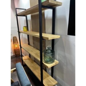 Mataki Regal aus Eichenholz und Stahl 0x180x120cm Holz Braun Mathi Design Möbel Wohnzimmermöbel Bücherregale