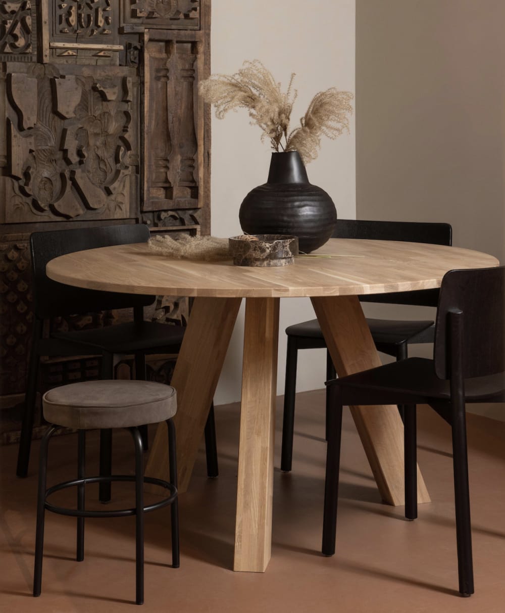 Runder Esstisch aus Eichenholz mit 129 cm Durchmesser 0x77x0cm Holz Braun WOOOD Möbel Esszimmermöbel Esstische