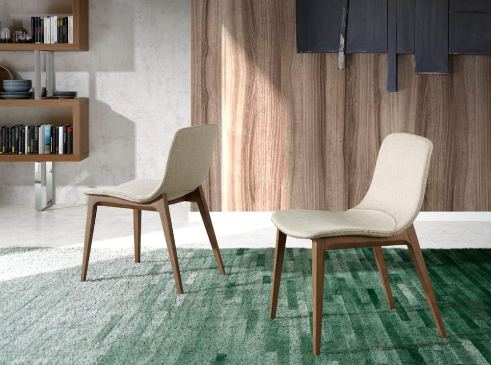 wohnli-moebel-suche-M22179521-1 Stuhl aus Stoff mit Struktur in Walnussfarbe gepolstert 48x78x60cm Stoff Beige Angel Cerda Möbel Esszimmermöbel Stühle