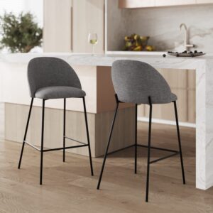 2er Set Stühle für Mittelinsel aus meliertem Stoff in dunkelgrau 66cm 47x89x50cm Stoff Grau Maison Pavane Möbel Esszimmermöbel Stühle