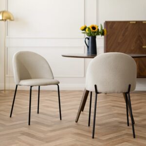 2er Set Stühle aus beigem Bouclé-Stoff 54x80x50cm Stoff Beige Rendez-Vous Déco Möbel Esszimmermöbel Stühle