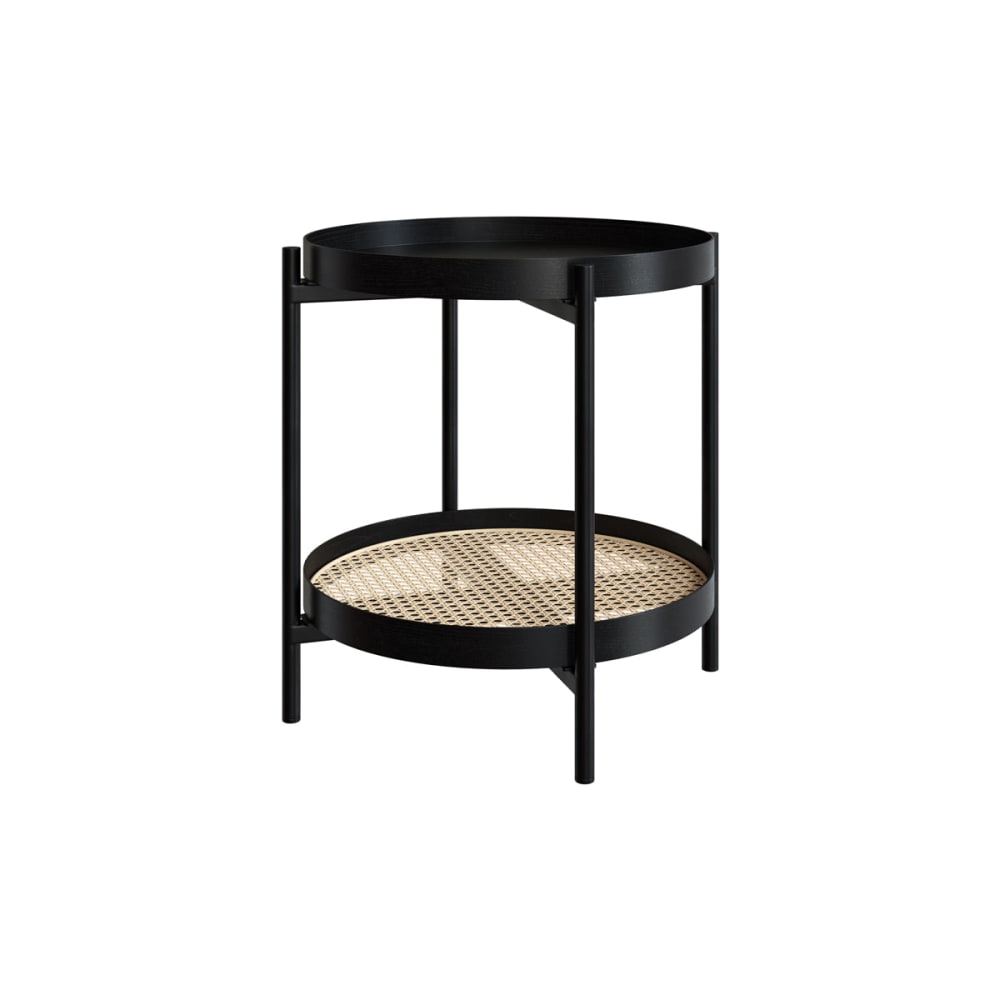 wohnli-moebel-suche-M22179994 Wohnli Möbelsuche - Beistelltisch aus Rattan und schwarzem Mindi-Holz D49 cm